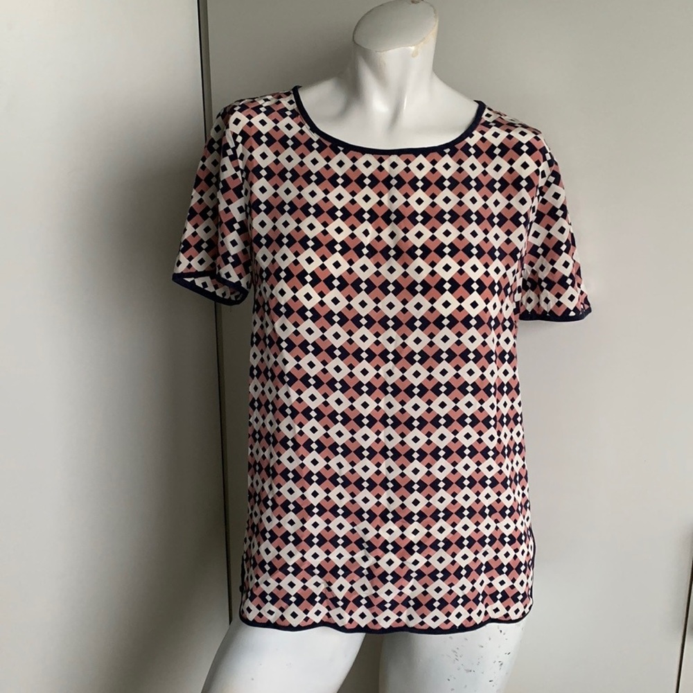 J.Crew 100% silk geometric size 4 blouse